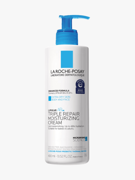 La Roche-Posay Lipikar AP+ Triple Repair Moisturizing Cream in branded component on a light gray background